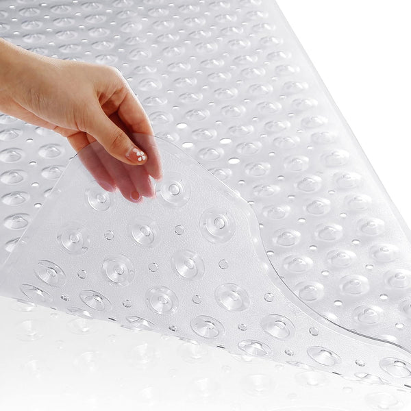 Yimobra Non Slip Bathtub Mat, 40 x 16 Inch, Extra Long Shower Mat with Drain Holes, Machine Washable, Clear