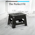 Handy Laundry Folding Step Stool - Collapsible Stool for Adults & Kids, Great for Kitchen, Bathroom, or Bedroom (Black