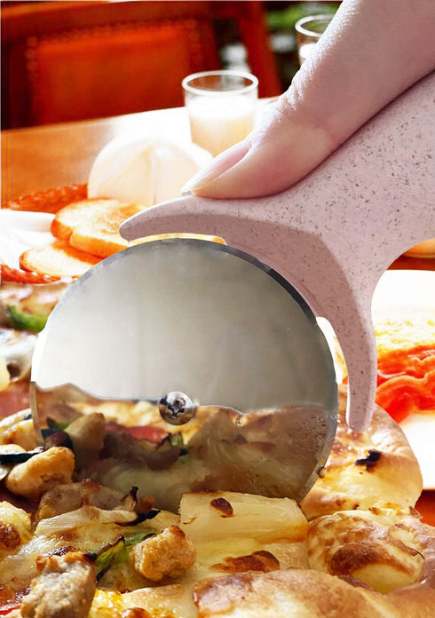 Pizza Cutter Wheel, Stainless Steel Slicer with Cover, Super Sharp and Dishwasher Safe, Beige