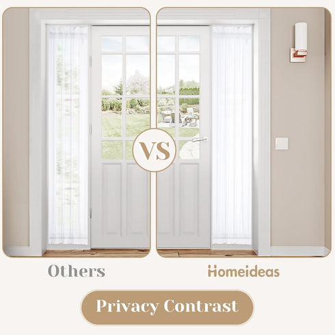 HOMEIDEAS Non-See-Through Sidelight Curtains for Front Door, Privacy Semi Sheer Door Window Curtains, Rod Pocket Light Filtering French Door Curtains with Tieback, (1 Panel, White, 26W X 40L) by HOMEIDEAS