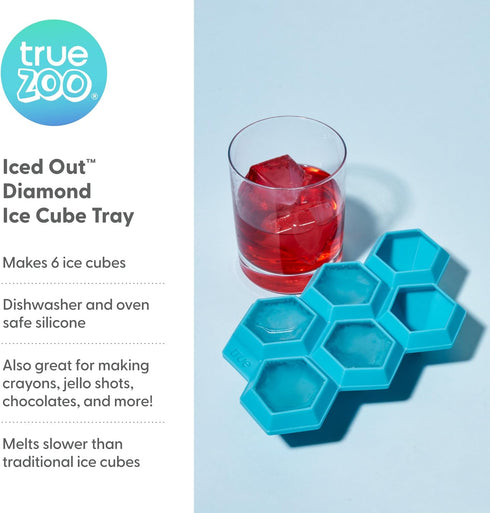 TrueZoo Diamond Silicone Mold Tray for Whiskey Bath Bombs, Candy, Soap, DIY Crafts, Blue, Set of 1