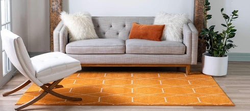 Unique Loom Trellis Frieze Collection Area Rug - Geometric Design (2' x 3' 1", Orange/Ivory)