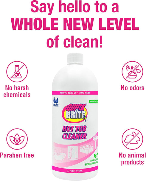 32 oz. (Packaging Quick 'n Brite Heavy Duty Hot Tub Cleaner - Non-abrasive Cleaning Gel, May Vary)