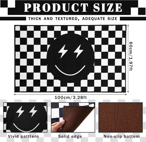 Demissle Smile Face Rug: Preppy Buffalo Check Plaid Funny Checkered Carpet for Living Room Bedroom Dormitory Decor