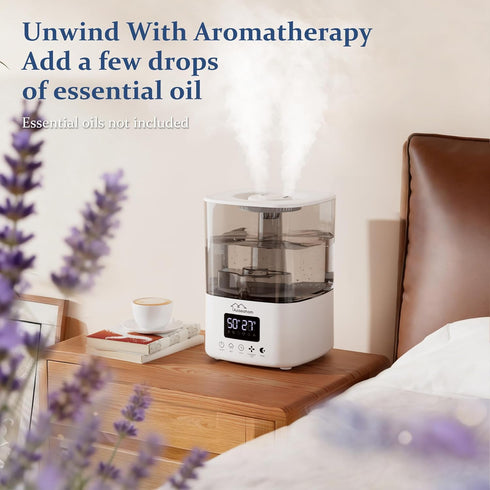 4L 12H Smart Humidifiers for Bedroom, Top Fill Cool Mist Air Humidifier for Large Room, Essential Oil Diffuser App