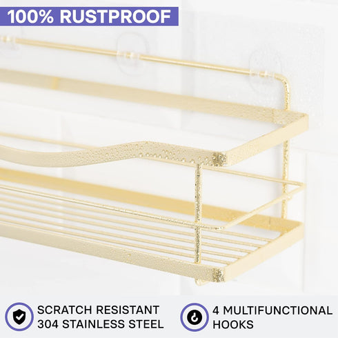 KINCMAX Premium Shower Caddy, 2-Pack Self Adhesive Wall Shower Organizer, Rustproof Stainless Steel Shower Storage Rack