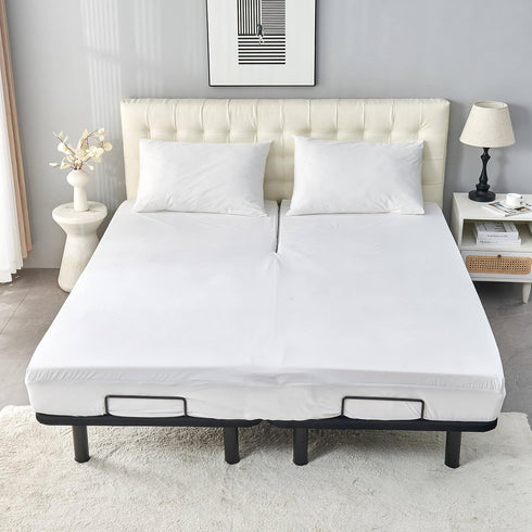 Waterproof Split Top Queen Mattress Protector - Soft Jersey Fitted Cover for Adjustable Bed