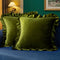 MIULEE Velvet Ruffle Throw Pillow Covers Soft Luxurious Olive Green Pack of