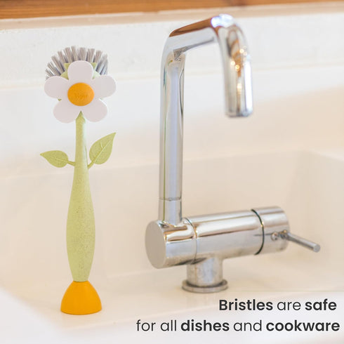 Vigar Florganic Daisy-Shaped Dish Brush, a Dish Brush with Handle, and a Dish Brush with Stand for Pot Scrubber