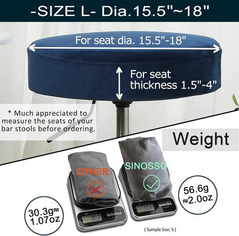 4 Dia.15.5"-18" Blue,4 Counts) SINOSSO Pcs Bar Stool Covers, Super Soft Velvet Round Stretchy Washable Dustproof