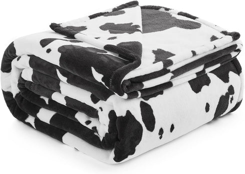 Cozy 90"*90" Bliss Cow Print Throw Blanket for Bed - Super Fuzzy Thick Soft Warm Fleece Blankets for Couch & Room Dcor