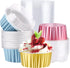 EUSOAR Mini Aluminum Pans with Lids, 30 Pack 5oz Disposable Foil Cupcake Liners, Dessert Cups with Lids