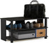 Furinno Turn-N-Tube 3-Tier Compact Open Storage Shoe Rack for Closet and Entryway, Espresso/Black