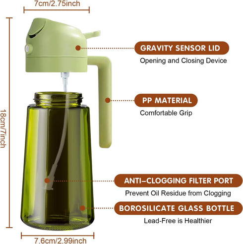 2PCS 16oz/470ml 2 1 YARRAMATE Oil Sprayer for Cooking with Stickers, Food-Grade in Olive Oil Dispenser Bottle