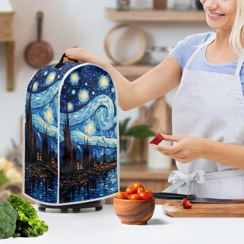 Starry Night Blender Cover, Anti Fingerprint Food Processor Cover with Top Handle, Kitchen Decoration for Small