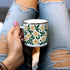Floral Daisy Enamel Camping Coffee Mug, Nature Botanical Gift Cup for Women, Mom, Daughter (12oz)