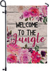 Welcome to the Jungle Fall Flag, Burlap Garden Flag for Outside, 12" x 18" Double Sided Outdoor Decor