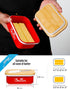 Butter Dish, Butter Dish with Lid for Countertop,Metal Butter Keeper with Stainless Steel Multipurpose Butter Knife, Large Butter Container with quality Silicone Good Kitchen Gift,Red