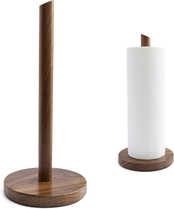 Wooden Paper Towel Holder - Walnut Suction Cup Paper Roll Dispenser for