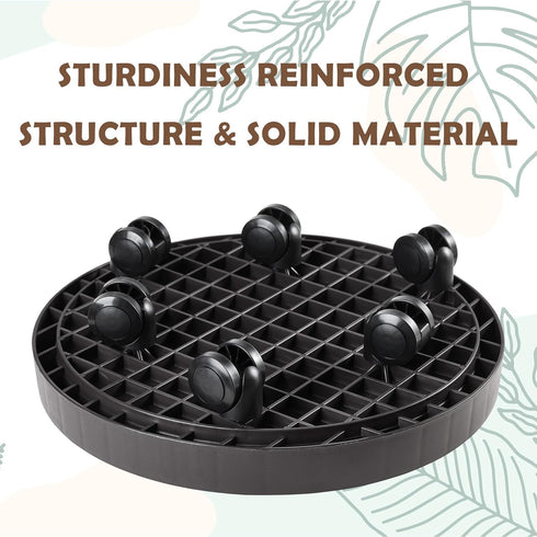 14.2 Inch Planter Caddies Rolling Saucer Caddy with Wheels, Heavy Duty Wheeled Stand for Potted Plant, Round Coaster