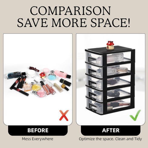 SAFIGLE 5 Drawer Mini Plastic Storage Organizer, Space Saving Bins with Drawers for Crafts, Tools, Stationary