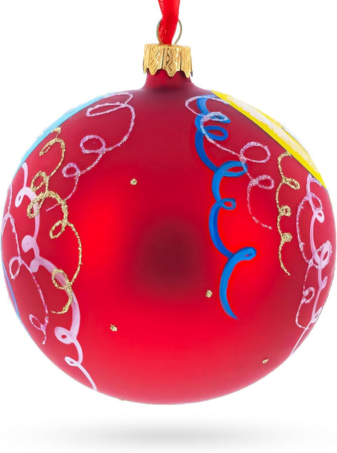 4 Inches Festive Celebration Glass Ball Christmas Ornament