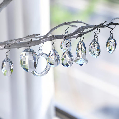 11pcs H&D Clear Crystal Chandelier Lamp Lighting Drops Pendants Balls Prisms Hanging Glass Prisms Parts Suncatcher