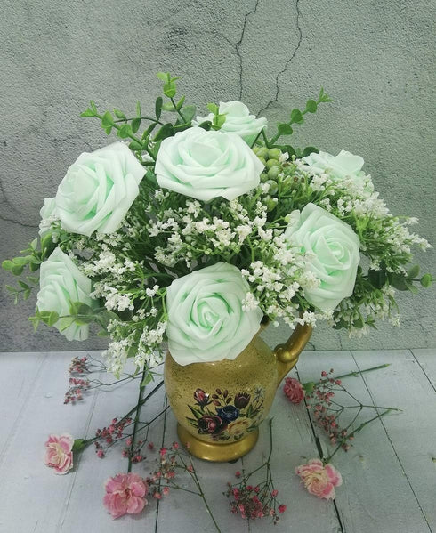 D-Seven Artificial Flowers, 30PCS Real Looking Fake Roses with Stem for DIY Wedding Bouquets, Centerpieces, Party