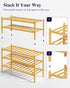 Closet 26.8" 11" 18.9", Kitsure Bamboo Wooden Shoe Rack for - Stackable Shoe Organizer with Modular Structure