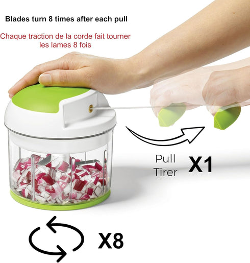 Starfrit Pull Chopper, Multi-Purpose Manual Food Processor with Three Blade System for Fruits, Vegetables, Meats