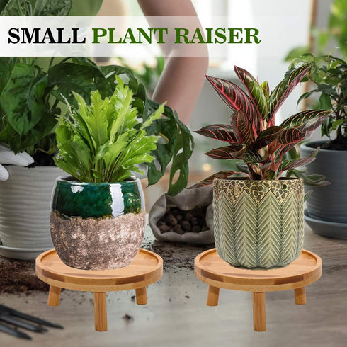 ARTORA 2PCS) Mid Century Modern Plant Stand, Wood Indoor Plant Holder Succulents Plant Pot Raiser Decorative Corner