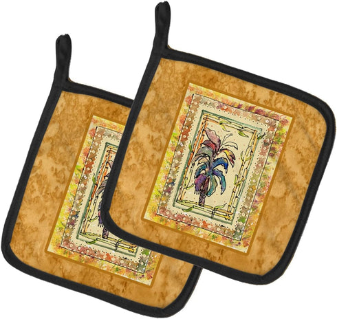 Caroline's Treasures 8615PTHD Palm Tree Pair of Heat Resistant Pot Holders, Kitchen Hot Pads for Cooking, 7 1/2 x 7 1/2