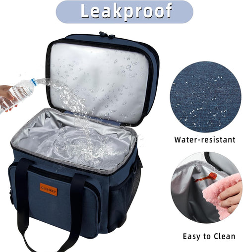 Expandable Large Lunch Box, Insulated Heavy Duty Waterproof Cooler Bag for Men Women, 16L, Blue, GLENKEY
