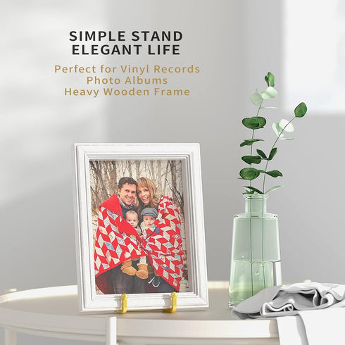 Plate Stands for Display, 6 Inch Metal Square Wire Plate Holder, Picture Frame Stand Holder, Gold, 2 Pack