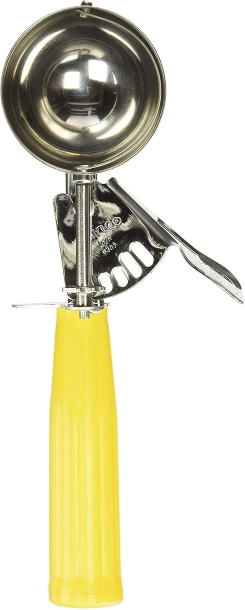 Winco No.20 Ice Cream Disher with Plastic Handle, Size 20, 2 oz capacity, Yellow, Stainless Steel