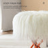 Round Faux Fur Ottoman, Vanity Stool Rose Gold Metal Legs with Anti-Slip Pad, Soft Furry Compact Padded Seat, Modern