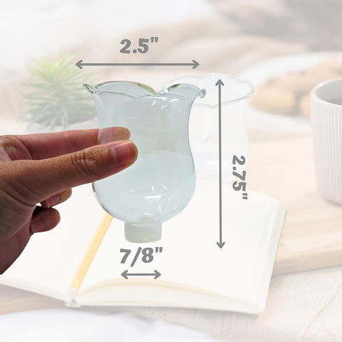 4E's Pack 6 (2.75" Novelty Clear Glass Votive Cups with Peg - of - Tulip Votive for Candelabra Candle Holder, Home