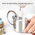 Stainless Steel Sugar Bowl with Clear Lid and Spoon, Polished Shiny Condiment Pot for Serving Sugar, Pepper, Salt,