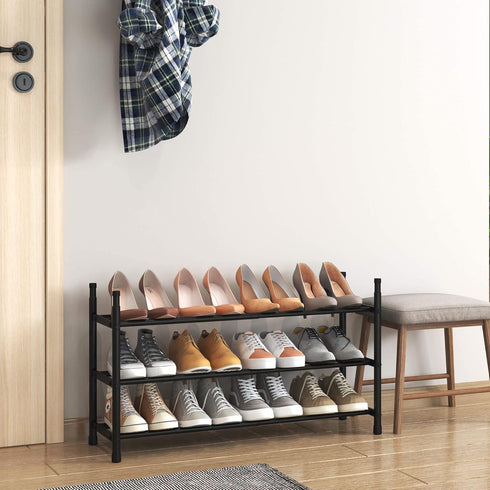TZAMLI 3-Tier Closet, 17.2"-30" 9" 16.4" Inch Expandable Metal Shoe Rack for Stackable Shoe Organizer Adjustable Shoe