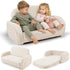 2-in-1 Sherpa Fold Out Kids Couch, Extra Wide Comfy Toddler Chair, Convertible