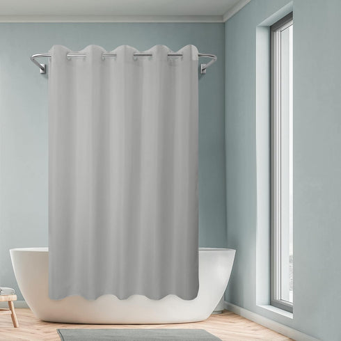 71x74 River Dream No Hook Hotel Cloth Grey Shower Curtain Soft Microfiber & Waterproof - Fabric Shower Curtain