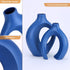 Set 2 Blue Ceramic Vase for Modern Home Decor, Matte Snuggle Hollow Flower Vase of for Table Centerpiece Office