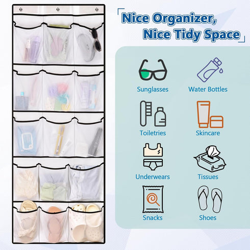 15 2025 9 Over The Door Cruise Ship Organizer - Cruise Ship Magnetic Door Organizer with Size-Graded Pockets, Hanging