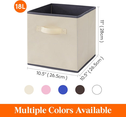 Lifewit 12 Packs 11 Inch Cube Storage Bins, Foldable Decorative Fabric Storage Baskets for Organizing Home, Beige