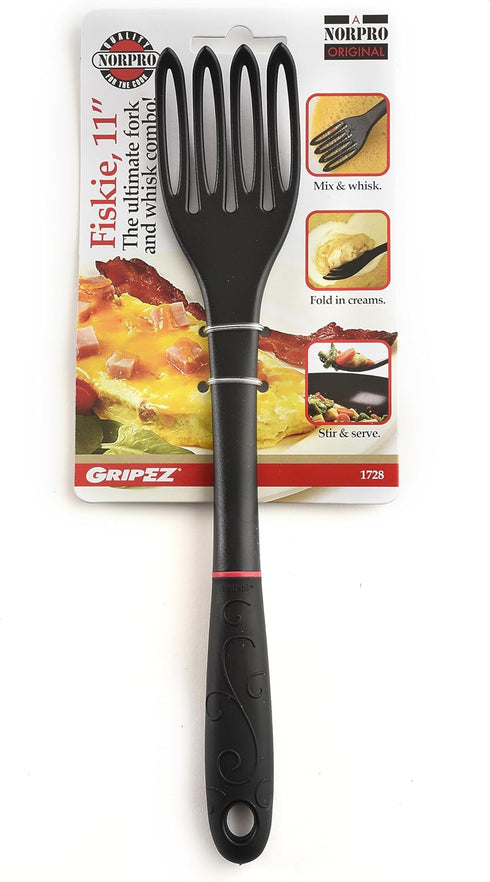 Norpro 1728 Grip-EZ Fiskie, 11 Inch Fork-and-Whisk Combo, One Size, Black
