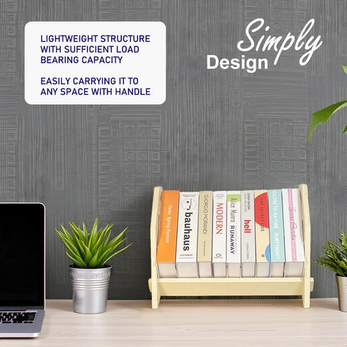 Desktop Bookshelf, Stackable Book Organizer with Handle, Storage Rack for CD/Magazine/File Folder, Portable Small