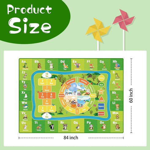 5'x 7' (5x7 ABC Rug, Kids Rugs for Playroom Classroom Bedroom, Educational Learning Play Mat with Alphabet Animals