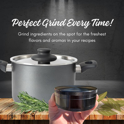 4 inch 4 inches) aluminum alloy metal spice mill. Larger than small spice grinders. Extra Large Size is easy to turn.