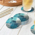 Dsiflylife Set 2 Coasters of Turquoise and Grey Absorbent Ceramic Coasters for Drinks Round Stone Non-Slip Coffee Table