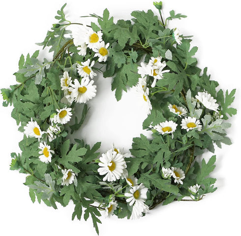 SOMYTING Artificial Daisy Garland, Decorative Fake Flower Vine, 5.6Ft Silk Flower Greenery for Home Garden Wedding Arch